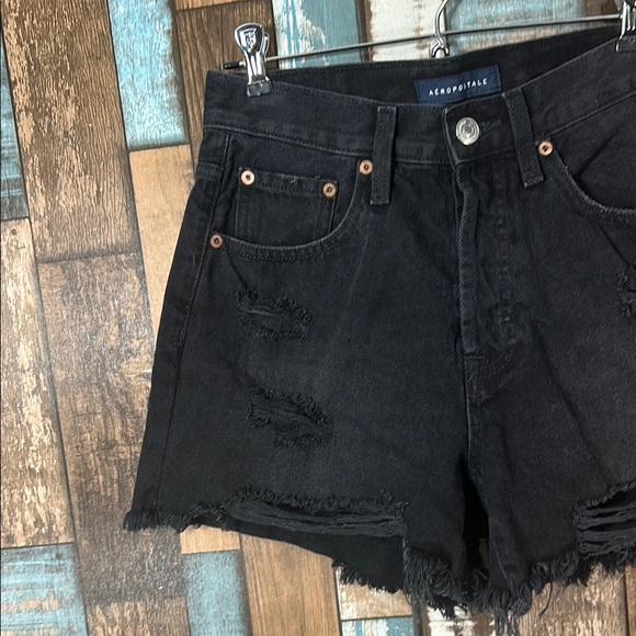 Aeropostale 90’s high rise cut off Black Distressed Jean Shorts - Picture 3 of 10